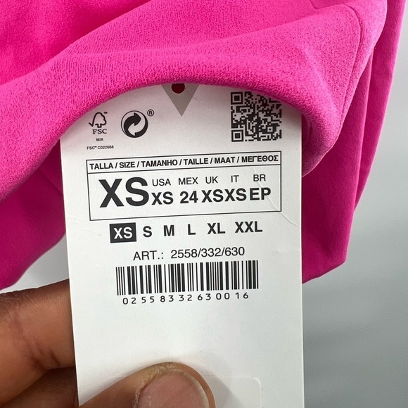 Zara pink fushia blouse puff sleeve size XS - Picture 8 of 8